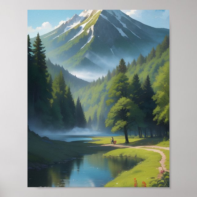 Mountain Valley Landscape Poster (Front)