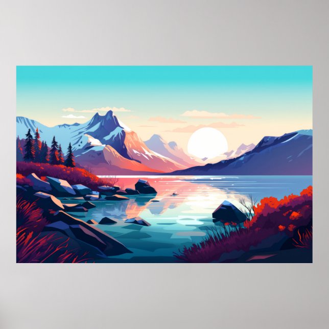 Mountain Valley River Landscape Nature Scenery  Poster (Front)