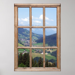 Mountain Valley View from a Window Poster