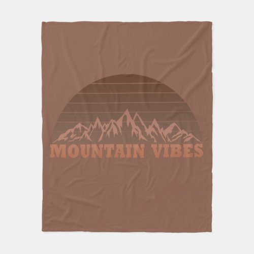 mountain vibes vintage retro sunset fleece blanket