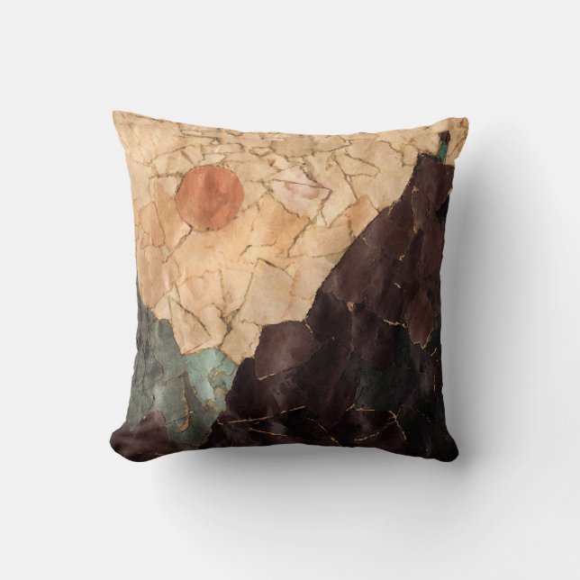 Mountain View Abstract Throw Pillow (Front)