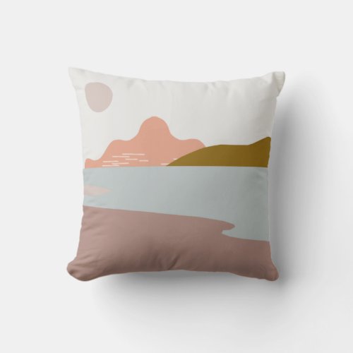 Mountain View abstractart illustration Throw Pillow