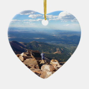 Mountain view at the top of Pikes Peak Ceramic Ornament