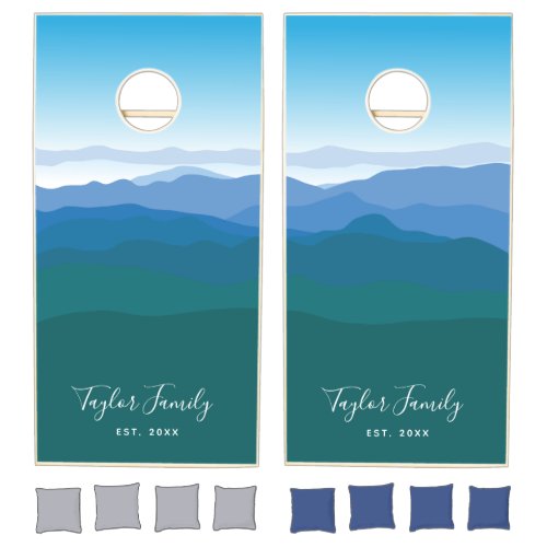 Mountain View Green Wedding Family Personalized Cornhole Set