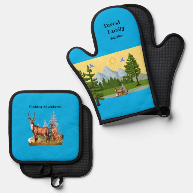 Mountain View  Oven Mitt & Pot Holder Set (Front/Back)