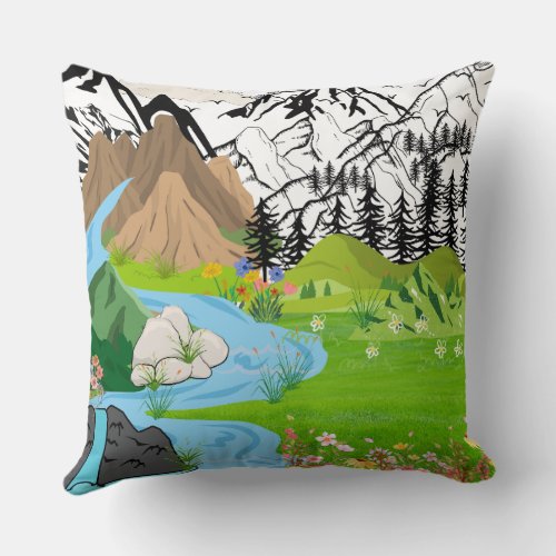 mountain view throw pillow