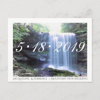 Mountain View Waterfall Save the Date Announcement Postcard