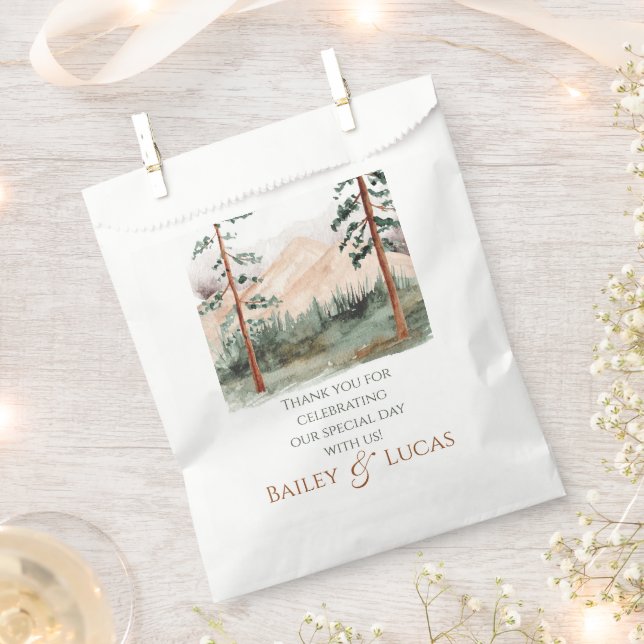 Mountain View Wedding Favor Bags (Clipped)