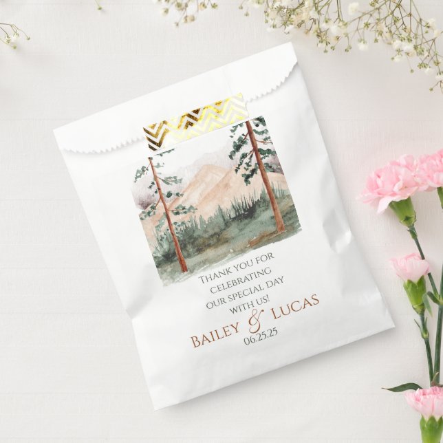 Mountain View Wedding Favor Bags w/date (Sealed)
