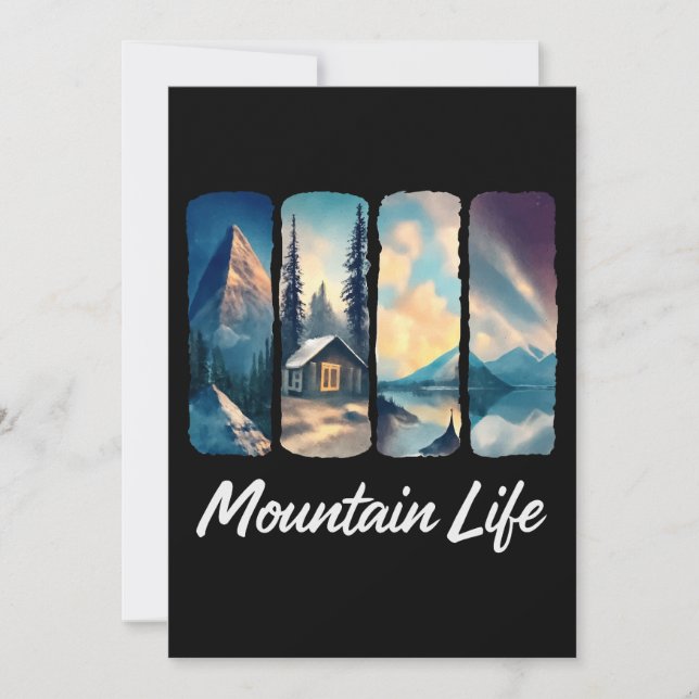 Mountain View with Forest Cabin and Lake Invitation (Front)