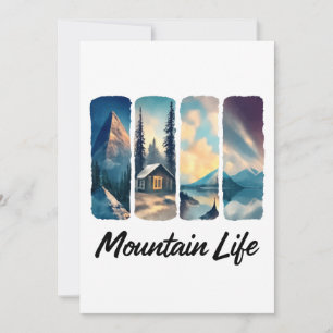 Mountain View with Forest Cabin and Lake Invitation
