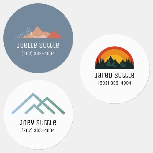 Mountain Views Circle Sticker Name Labels