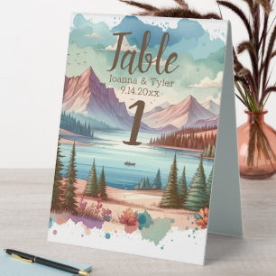Mountain Views Wedding Table Number Tent