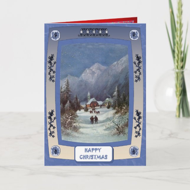 Mountain village at Christmas Holiday Card (Front)