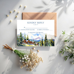 Mountain village Colorado summer scenery wedding RSVP Card