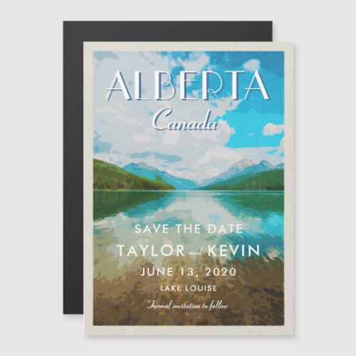 Mountain Vintage Travel Poster Save the Date Magnetic Invitation