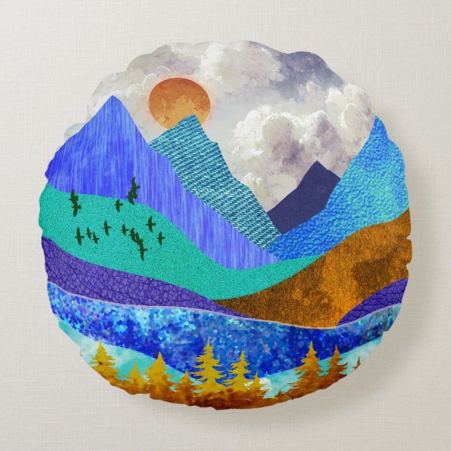 Mountain Vista Round Pillow (Front)