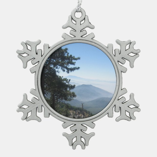 Mountain Vista Snowflake Pewter Christmas Ornament (Front)