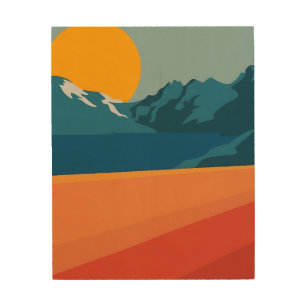 Mountain Wall Art, Red Sun Poster, Printable Decor