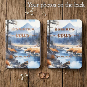 Mountain Watercolor Adventure Wedding Foil Vow Books