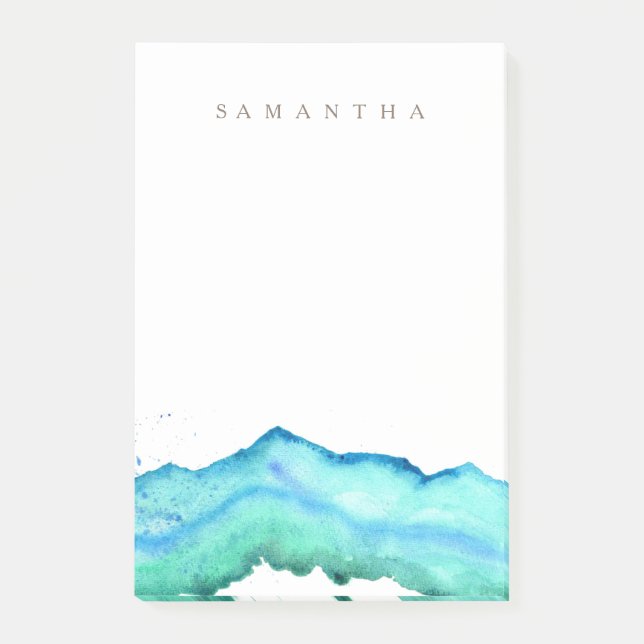 Mountain Watercolor | Custom Name Post-it Notes (Front)