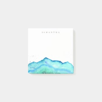 Mountain Watercolor | Custom Name Post-it Notes by RedefinedDesigns at Zazzle