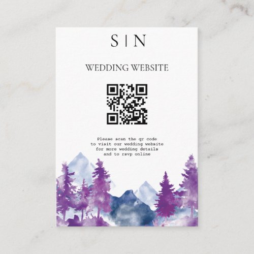 Mountain Watercolor Elegant QR Code wedding  Enclosure Card