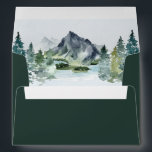 Mountain Watercolor Elegant Rustic Themed Wedding Envelope<br><div class="desc">Design features an elegant watercolor mountain view scenery inside with a printed dark green shade on the exterior with a white return address.  Purchase a paint pen in white,  gold,  silver or your favorite shade to write out guest addresses.</div>