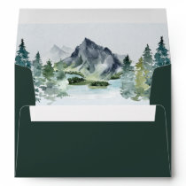 Mountain Watercolor Elegant Rustic Themed Wedding Envelope