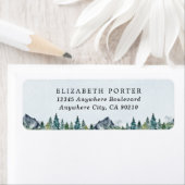 Mountain Watercolor Elegant Rustic Themed Wedding Label (Insitu)