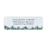 Mountain Watercolor Elegant Rustic Themed Wedding Label at Zazzle