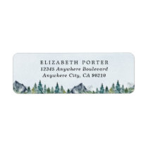 Mountain Watercolor Elegant Rustic Themed Wedding Label