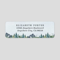 Mountain Watercolor Elegant Rustic Themed Wedding Label