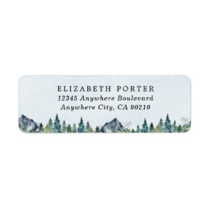 Mountain Watercolor Elegant Rustic Themed Wedding Label