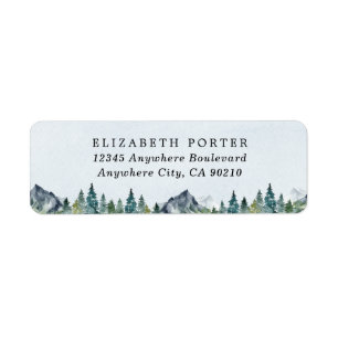 Mountain Watercolor Elegant Rustic Themed Wedding Label
