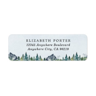 Mountain Watercolor Elegant Rustic Themed Wedding Label