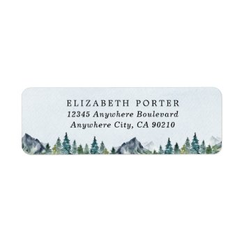 Mountain Watercolor Elegant Rustic Themed Wedding Label by RusticWeddings at Zazzle