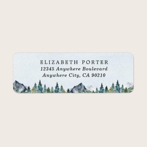 Mountain Watercolor Elegant Rustic Themed Wedding Label