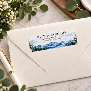 Mountain Watercolor Elegant Rustic Themed Wedding Label