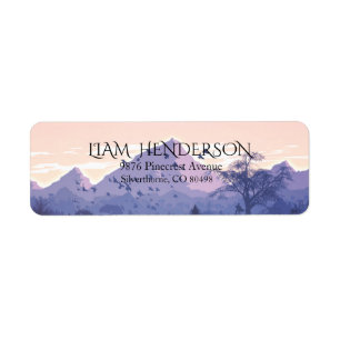 Mountain Watercolor Elegant Rustic Themed Wedding Label