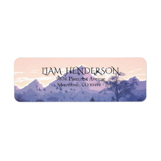 Mountain Watercolor Elegant Rustic Themed Wedding Label