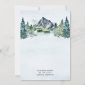 Mountain Watercolor Evergreen Rustic Tree Wedding Invitation (Back)