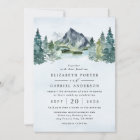Mountain Watercolor Evergreen Rustic Tree Wedding