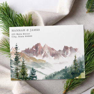 Mountain Watercolor Rustic Outdoor Wedding Envelope