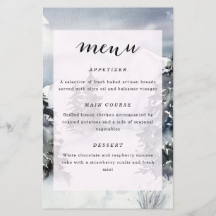 Mountain Watercolor Rustic Wedding Menu