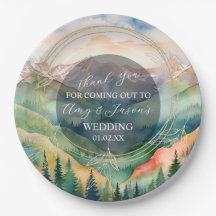 Mountain Watercolor Scenery Destination Wedding
