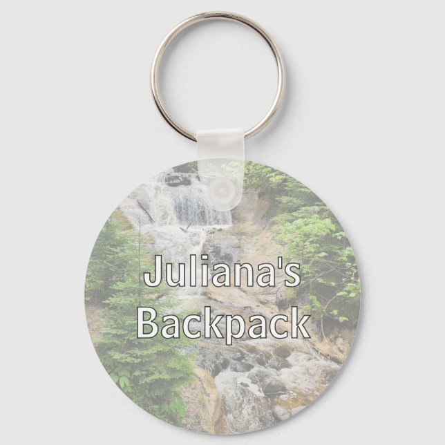 Mountain Waterfall Backpack Tag Keychain (Front)