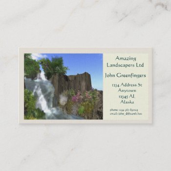 Mountain Waterfall Landscape Theme Business Card by DigitalDreambuilder at Zazzle