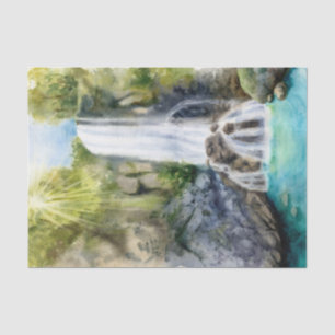 Mountain Waterfall Watercolor Landscape Tissue Paper