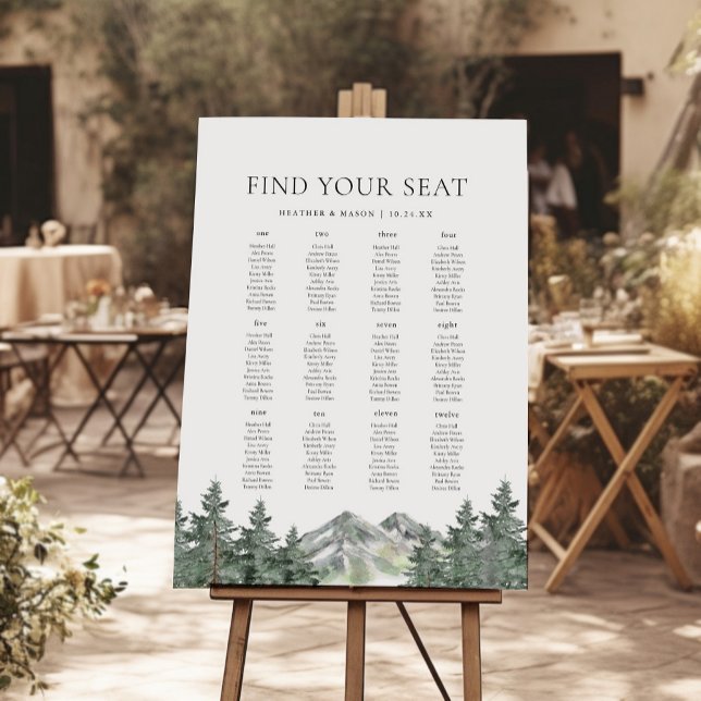 Mountain Wedding 12 Tables Wedding Seating Chart Foam Board (Creator Uploaded)